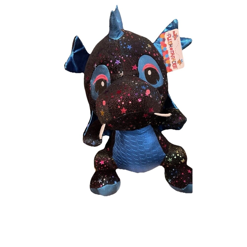 Large Plush Paradise 18 In Stuffed Animal Dragon Blue/Black NEW With Tags